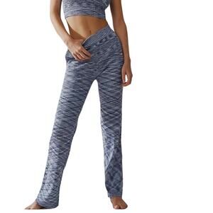 NIA Rib Knit Pant Sz M Blue Tie Dye Straight Pockets Loungewear Activewear Boho